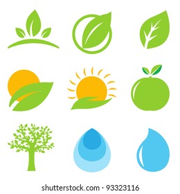 9 Signos Eco, Aislados En Fondo Blanco, Ilustración Vectorial