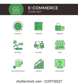 9 E-Commerce Colorful Icon Set Plantilla de diseño de trazos personalizable