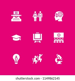 9 education icons in vector set. idea, mind, writer and scientific illustration for web and graphic design