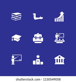 9 education icons in vector set. teacher, body part, university and school illustration for web and graphic design