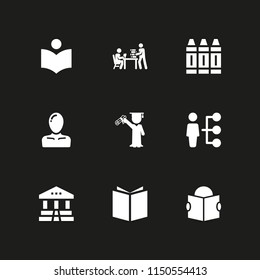 9 education icons in vector set. classroom, skills, body parts and university illustration for web and graphic design