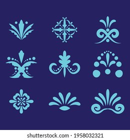9 element decoration. Ornaments vector.