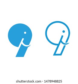 9 elephant head logo design template