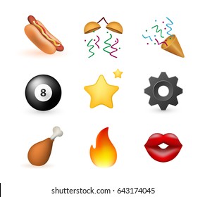 9 Emoticon on White Background. Isolated Vector Illustration 