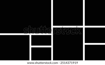 9 empty collage template for photo of a square and rectangular shape. background and mood board vector illustration for family picture album.