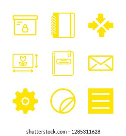 9 empty icons with four arrows and envelope in this set