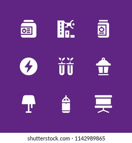 9 energy icon set with science, conserve and panel vector illustration for graphic design and web