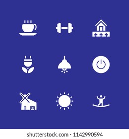 9 energy icon set with windmill, geothermal energy and power vector illustration for graphic design and web