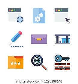 9 engine icons with gas station and search engine in this set