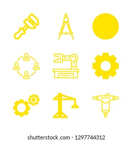 9 engineering icons with configuration with gear and driller in this set