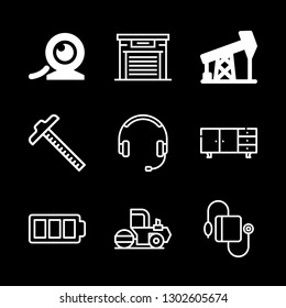 9 equipment icons with camera full battery and antique in this set