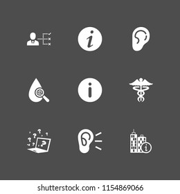 9 exam icons in vector set. ear, test, quiz and hear illustration for web and graphic design