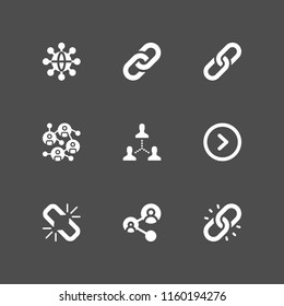 9 expand icons in vector set. networking, right arrow circular button and link illustration for web and graphic design