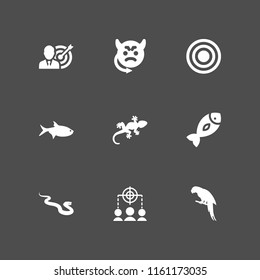 9 eye icons in vector set. target, gecko, snake and evil illustration for web and graphic design