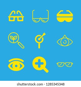 9 eyesight icons with eye and eye opened symbol with an eyebrow in this set
