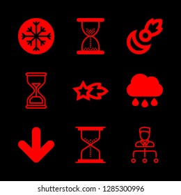 9 falling icons with snowflake crystal in a circle and comet in this set