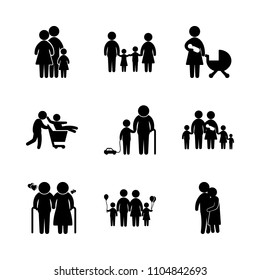 9 Family icons vector set. dad, father, boyfriend and young illustration for web.