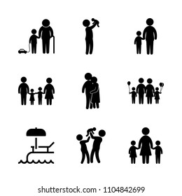 9 Family icons vector set. turquoise, anniversary, sky and newborn illustration for web.
