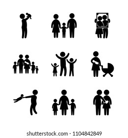 9 Family icons vector set. son, tree, gender and beautiful illustration for web.