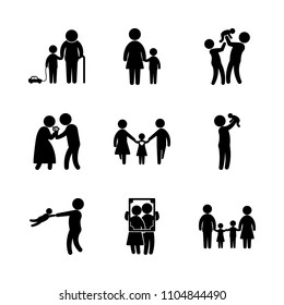 9 Family icons vector set. daughter, two, relationship and concept illustration for web.