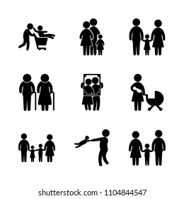 9 Family icons vector set. infant, walking, male and creative illustration for web.