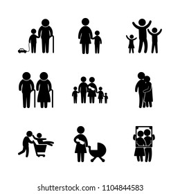9 Family icons vector set. communication, lifestyles, figure and outside illustration for web.