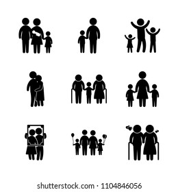 9 Family icons vector set. ocean, brother, attractive and mature illustration for web.