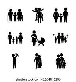 9 Family icons vector set. casual, age, happiness and old illustration for web.