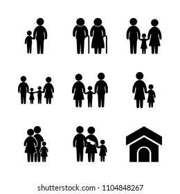 9 Family icons vector set. shadow, dad, concept and together illustration for web.
