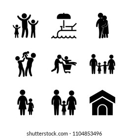 9 Family icons vector set. love, lovers, drawing and daddy illustration for web.