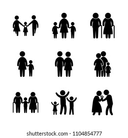 9 Family icons vector set. child, member, park and dad illustration for web.