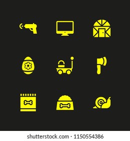 9 family icons in vector set. kid and baby, dog, pet and farming and gardening illustration for web and graphic design