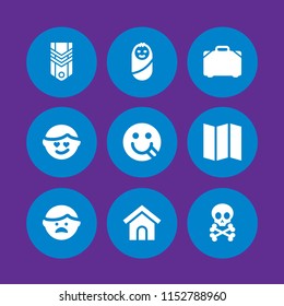9 family icons in vector set. death, dog, in love and newborn illustration for web and graphic design