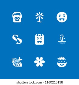 9 fantasy icons in vector set. earth pictures, floral, vampire illustration for web and graphic design