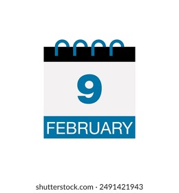 9 february calendar date icon vector eps