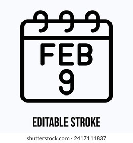 9 February Calendar, Vector Calendar Icon.