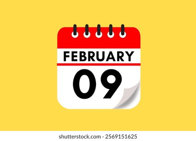 9 February month single day vector, illustration, calendar with maroon, rose and white color background calendar February 9