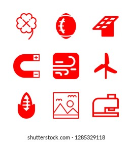 9 field icons with corn and football ball in this set