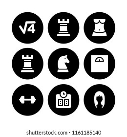 9 figure icons in vector set. chess, weight, number and body illustration for web and graphic design