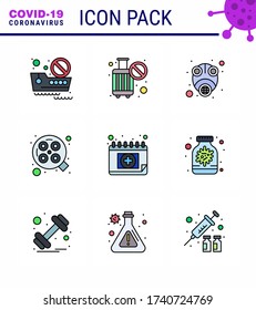 9 Filled Line Flat Color Coronavirus Covid19 Icon pack such as appointment; surgery; epidemic; operation; virus viral coronavirus 2019-nov disease Vector Design Elements
