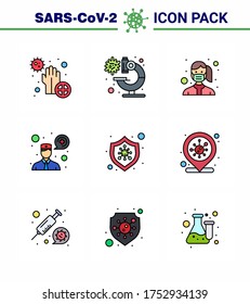9 Flat Color Corona Virus Pandemie Vektorgrafiken Bakterien aus Vollblut; Konsultation, Virus, einen Arzt fragen; Sicherheitsviruscoronavirus 2019-nov Krankheit Vektor Design Elements