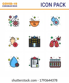 9 Filled Line Flat Color Coronavirus Covid19 Icon pack such as disease; covid; preparing; virus; fever viral coronavirus 2019-nov disease Vector Design Elements