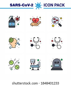 9 Filled Line Flat Color coronavirus epidemic icon pack suck as healthcare; virus; lab; runny; allergy viral coronavirus 2019-nov disease Vector Design Elements
