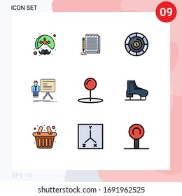 9 Filledline Flat Color concept for Websites Mobile and Apps coordinate; graph; novel; chart; presentation Editable Vector Design Elements