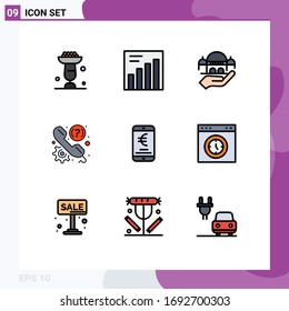 9 Filledline Flat Color concept for Websites Mobile and Apps payment; support; hand; phone; faq Editable Vector Design Elements