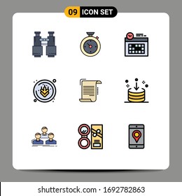 9 Filledline Flat Color concept for Websites Mobile and Apps report; wheat; hotel; gluten; day Editable Vector Design Elements