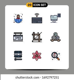 9 Filledline Flat Color concept for Websites Mobile and Apps online; store; resume; shop; document Editable Vector Design Elements
