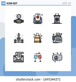 9 Filledline Flat Color concept for Websites Mobile and Apps usa; bag; conference; temperature; plumber Editable Vector Design Elements