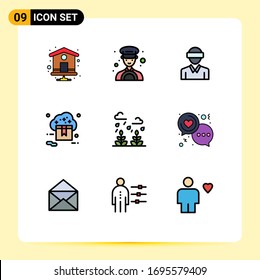 9 Concepto de color plano de línea llena para el crecimiento de los sitios web móviles y aplicaciones; valentina; realidad; almacén; elementos de diseño de vectores editables en línea