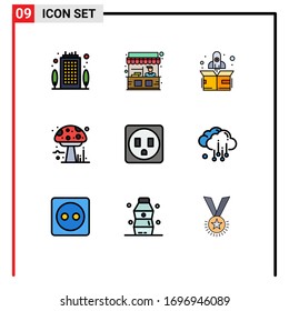 9 Filledline Flat Color concept for Websites Mobile and Apps cloud; electric; rocket; poison; autumn Editable Vector Design Elements
